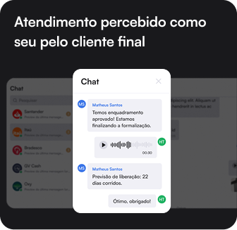 Atendimento percebido como seu pelo cliente final mobile